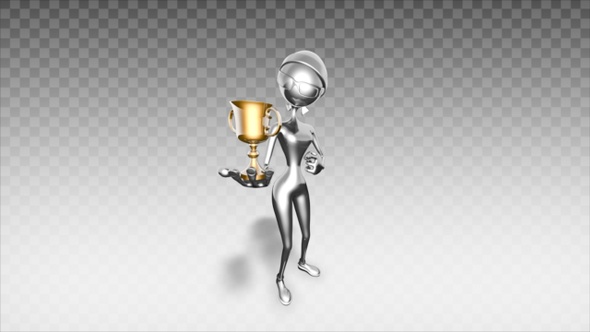 Silver 3D Woman - Cartoon Show Sport Cup