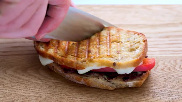 Grilled cheese sandwiches with vegetables and olive paste