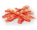 Strips of fried bacon closeup isolated on a white background. Classic american style. - PhotoDune Item for Sale