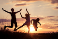 Happy children playing in the park at the sunset time. - PhotoDune Item for Sale