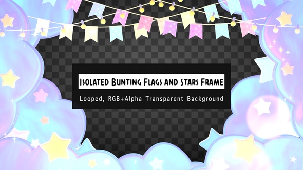 Isolated Pastel Bunting Flags And Stars Frame