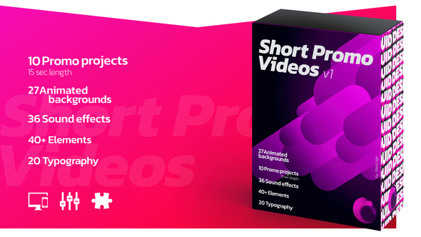 Short Promo Videos. Set v.1 (Promo projects | Sound FX | Typography & more)