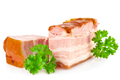 Tasty pork bacon and parsley isolated on white background - PhotoDune Item for Sale