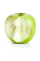 One bited green apple fruit on white background - PhotoDune Item for Sale