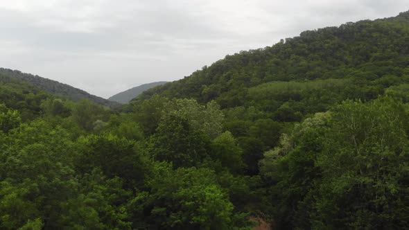 Aerial Landscape View of Caucasus mountain at sunny morning.