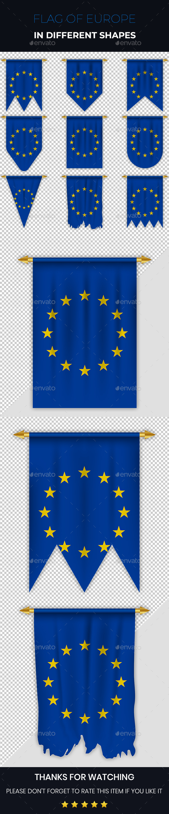 Europe Flag In Different Shapes