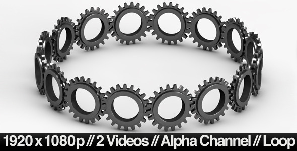 Team of Gears Working Together - Looping + Alpha
