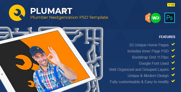 Plumart - Plumber Services PSD Template