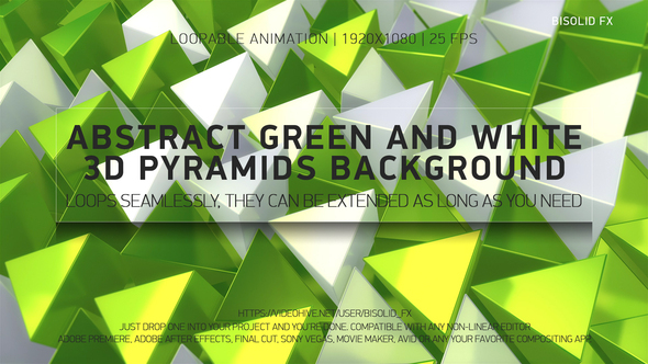 Abstract Green And White 3D Pyramids Background