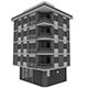 Simple Building; 4-Storey, Low-Poly Model with Terrace and Store - 3DOcean Item for Sale