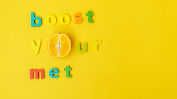 Boost your Metabolism on a Yellow Background Top View