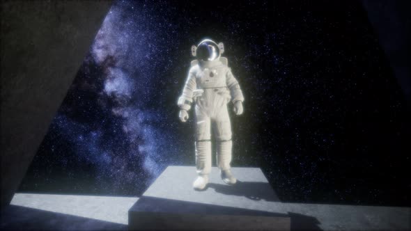 Astronaut on Space Base in Deep Space