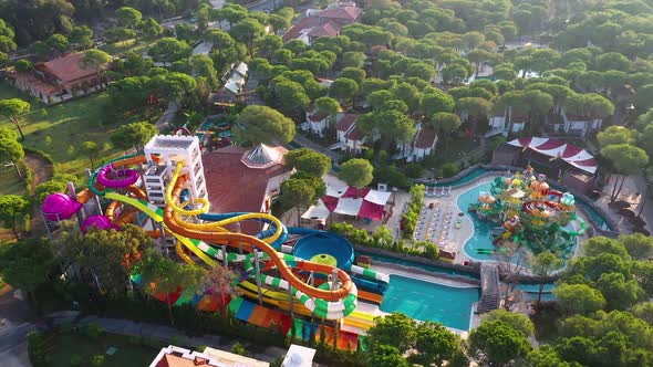 Water Park at Resort Hotel, Top View.