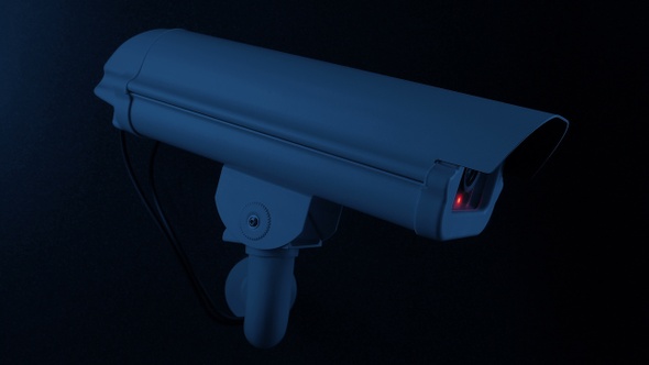 Cctv Side View In The Dark With Flashing Light