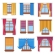 Curtains and Blinders on Windows Isolated Icons - GraphicRiver Item for Sale