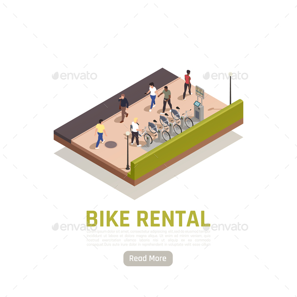 Bike Rental Isometric Composition