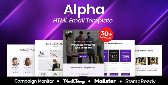 Alpha - Multipurpose Responsive Email Template 20+ Modules - Mailster & Mailchimp