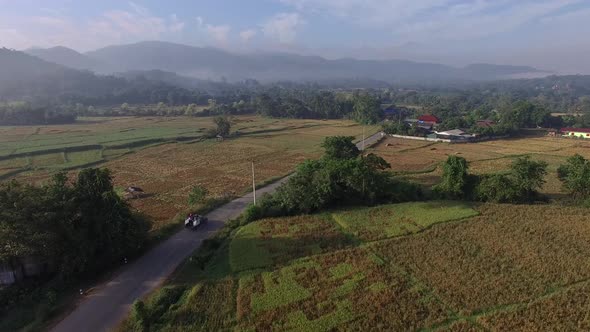 Countryside Village, Mountain Village in Phrae Province, ThailandAerial Shot