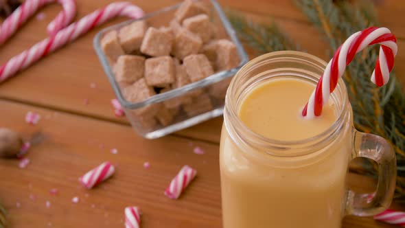 Glass Mug of Eggnog, Ingredients and Sweets