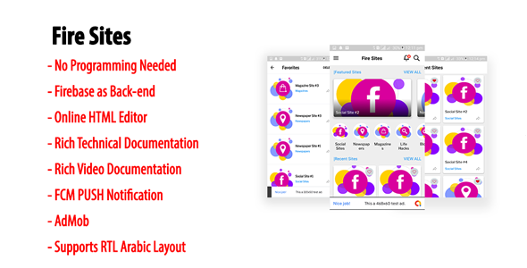 Fire Sites | Native Android Multi-category & Multi-site WebView App with Firebase Back-end