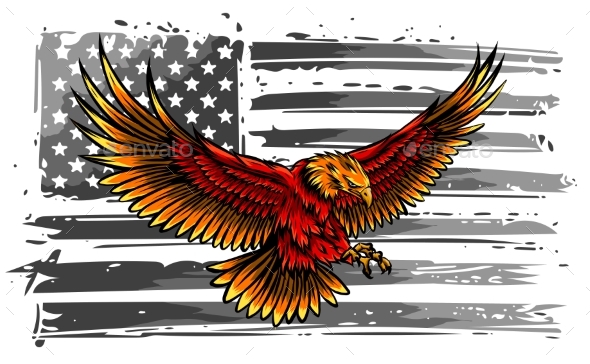 The National Symbol of USA Flag and Eagle