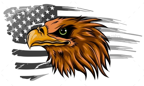 American Eagle Against USA Flag Background