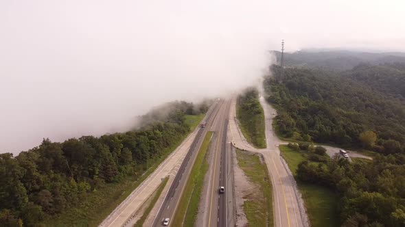 Highway by the mountains of Tennessee -Rarity Mountain Road -Aerial