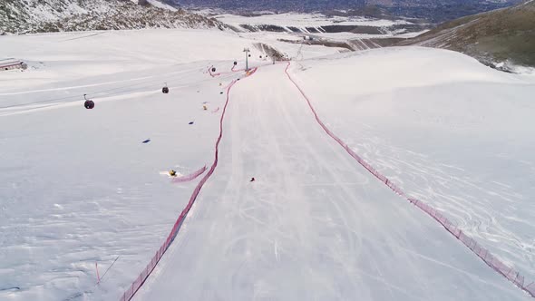 Aerial Skier And Ski Piste