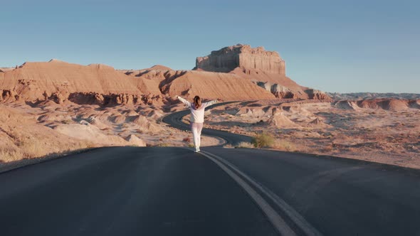 Happy Tourist Excited to See Famous Filming Landmark Cinematic Goblin Valley