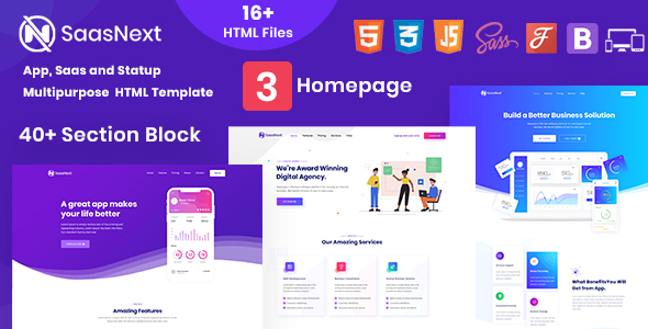 SaasNext - App, Saas and Startup Multipurpose HTML Template