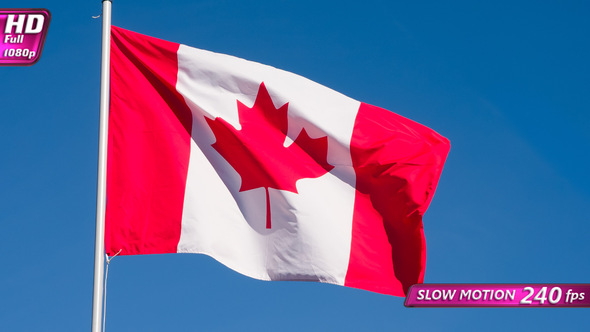 Canadian Flag Lit By The Sun