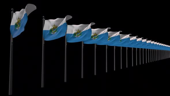 Row Of San Marino Flags With Alpha 2K