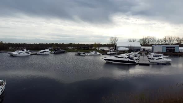 Yachts marina boats on the river