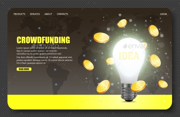Crowdfunding Vector Website Landing Page Design