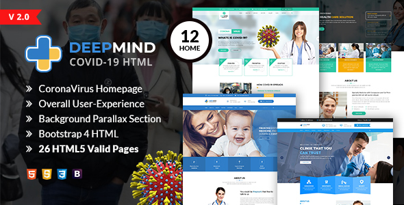 DeepMind Coronavirus, Hospital and Heath HTML Template