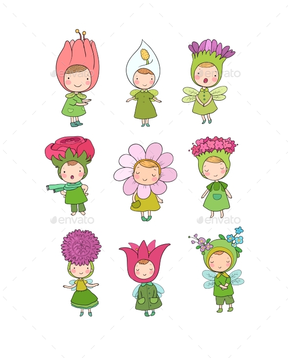 Cartoon Flower Fairies