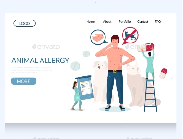 Animal Allergy Vector Website Landing Page Design