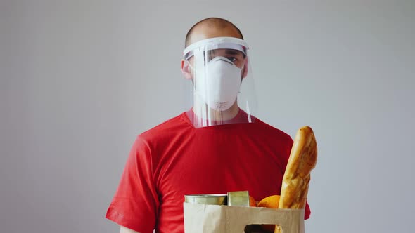 Portrait of Food Courier with Mask