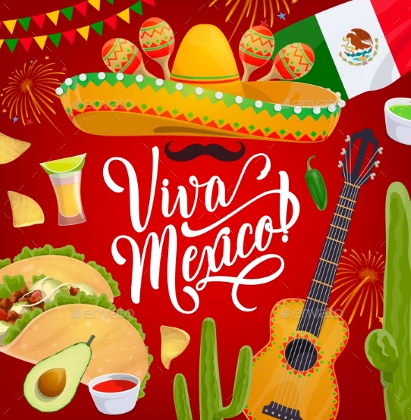 Cinco De Mayo Mexican Holiday Sombrero and Maracas