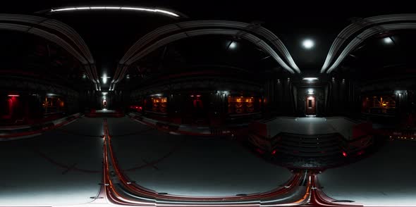 VR360 Futuristic Dark Data Center with Metal and Lights alt