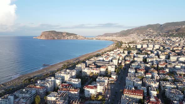 Aerial View Alanya Turkey  Resort Town Seashore