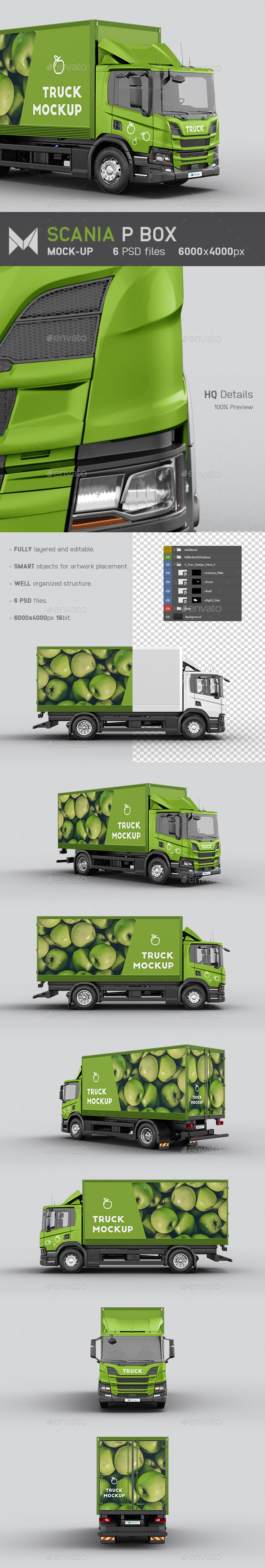 Scania P Box Truck Mockup