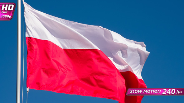 Polish Flag Lit By The Sun