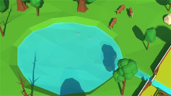 Drought On Farm 3D Low Poly Animation