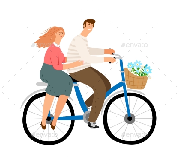 City Couple Cycling
