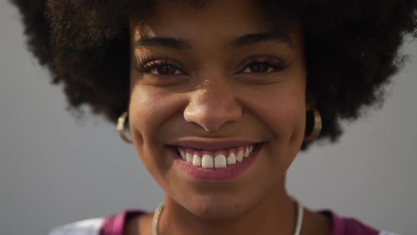 Close up view of mixed race woman