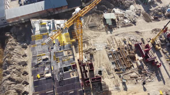Construction Site of Residential Buildings with Cranes