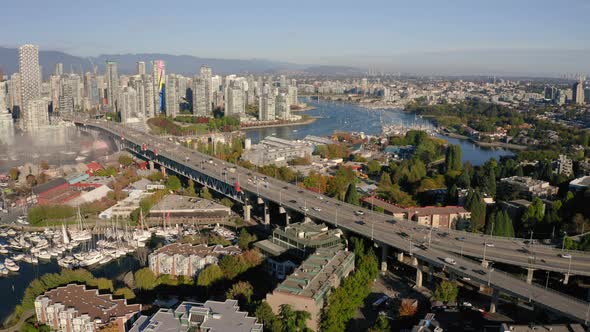 Aerial hyperlapse over the scenic Vancouver skyline