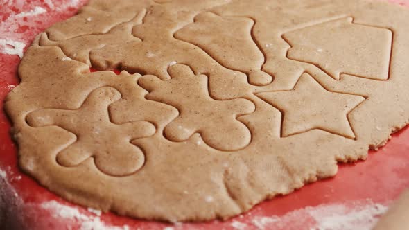 Gingerbread Man Cookies From Raw Rolled Dough on the Silicone Baking Mat