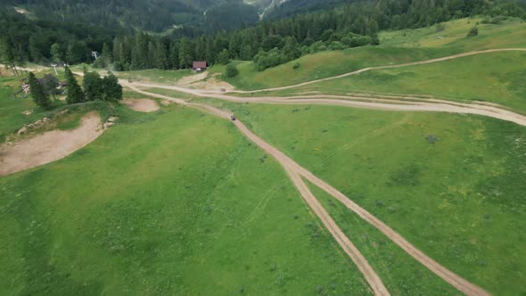 Aerial Panoramic View of Carpathian Mountains Ukraine